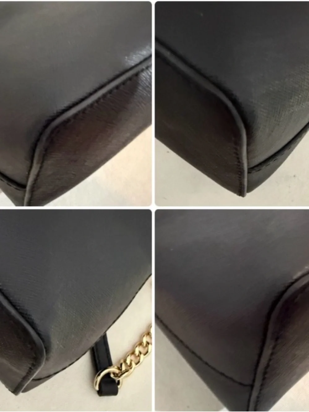 Michael Kors Black Saffiano Leather Dome Crossbody with Gold Hardware